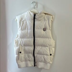 White Puffer Vest with Logo